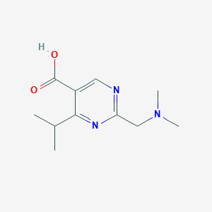 molecular formula C11H17N3O2 B13652390 2-((Dimethylamino)methyl)-4-isopropylpyrimidine-5-carboxylic acid 