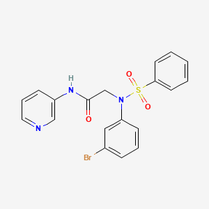 molecular formula C19H16BrN3O3S B13652420 2-[N-(benzenesulfonyl)-3-bromoanilino]-N-pyridin-3-ylacetamide 