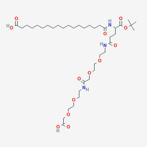 molecular formula C39H71N3O13 B13652623 18-[[5-[2-[2-[2-[2-[2-(Carboxymethoxy)ethoxy]ethylamino]-2-oxoethoxy]ethoxy]ethylamino]-1-[(2-methylpropan-2-yl)oxy]-1,5-dioxopentan-2-yl]amino]-18-oxooctadecanoic acid 