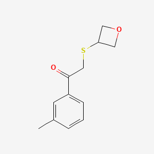 molecular formula C12H14O2S B13653055 2-(Oxetan-3-ylthio)-1-(m-tolyl)ethan-1-one 