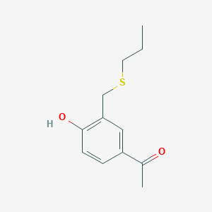 molecular formula C12H16O2S B13653076 1-(4-Hydroxy-3-((propylthio)methyl)phenyl)ethan-1-one 