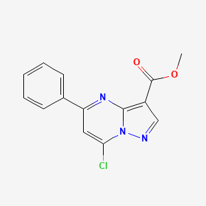 molecular formula C14H10ClN3O2 B13653092 Methyl 7-chloro-5-phenylpyrazolo[1,5-a]pyrimidine-3-carboxylate 