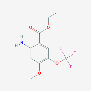 molecular formula C11H12F3NO4 B13653121 Ethyl 2-amino-4-methoxy-5-(trifluoromethoxy)benzoate 