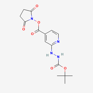 molecular formula C15H18N4O6 B13653174 2,5-Dioxopyrrolidin-1-yl 2-(2-(tert-butoxycarbonyl)hydrazinyl)isonicotinate 