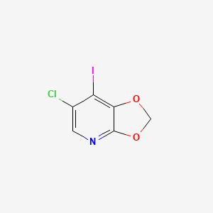 molecular formula C6H3ClINO2 B13653203 6-Chloro-7-iodo-[1,3]dioxolo[4,5-b]pyridine 