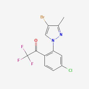 molecular formula C12H7BrClF3N2O B13653236 1-(2-(4-Bromo-3-methyl-1H-pyrazol-1-yl)-4-chlorophenyl)-2,2,2-trifluoroethanone 