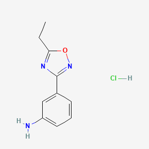 molecular formula C10H12ClN3O B13653268 3-(5-Ethyl-1,2,4-oxadiazol-3-yl)aniline hydrochloride 