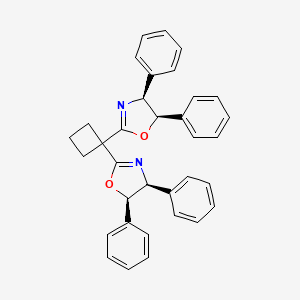 molecular formula C34H30N2O2 B13653450 (4S,4'S,5R,5'R)-2,2'-(Cyclobutane-1,1-diyl)bis(4,5-diphenyl-4,5-dihydrooxazole) 