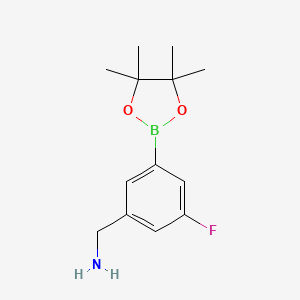 molecular formula C13H19BFNO2 B13653459 [3-Fluoro-5-(tetramethyl-1,3,2-dioxaborolan-2-yl)phenyl]methanamine 