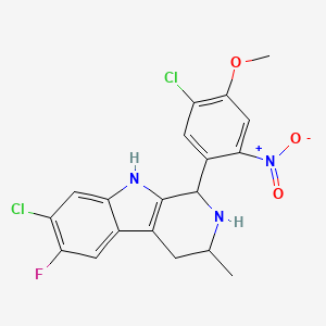 molecular formula C19H16Cl2FN3O3 B13653528 7-chloro-1-(5-chloro-4-methoxy-2-nitrophenyl)-6-fluoro-3-methyl-2,3,4,9-tetrahydro-1H-pyrido[3,4-b]indole 