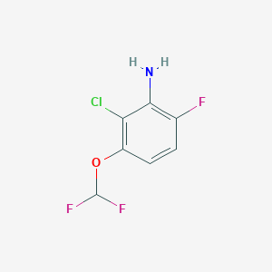 molecular formula C7H5ClF3NO B13653565 2-Chloro-3-(difluoromethoxy)-6-fluoroaniline 