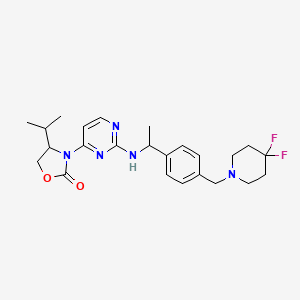 molecular formula C24H31F2N5O2 B13653628 2-Oxazolidinone, 3-[2-[[(1S)-1-[4-[(4,4-difluoro-1-piperidinyl)methyl]phenyl]ethyl]amino]-4-pyrimidinyl]-4-(1-methylethyl)-, (4S)- 