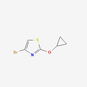 molecular formula C6H6BrNOS B13653667 4-Bromo-2-cyclopropoxythiazole 