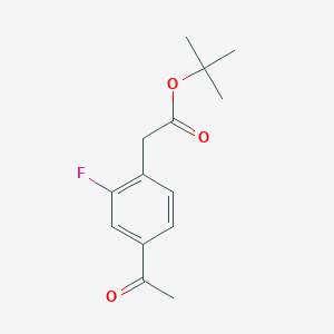 molecular formula C14H17FO3 B13653674 tert-Butyl 2-(4-acetyl-2-fluorophenyl)acetate 