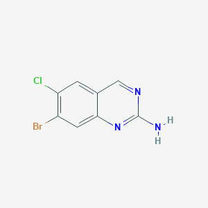 molecular formula C8H5BrClN3 B13653682 7-Bromo-6-chloroquinazolin-2-amine 