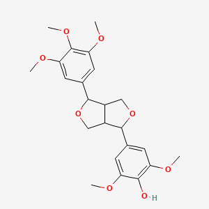 molecular formula C23H28O8 B13653758 Phenol, 2,6-dimethoxy-4-[tetrahydro-4-(3,4,5-trimethoxyphenyl)-1H,3H-furo[3,4-c]furan-1-yl]-, [1S-(1alpha,3aalpha,4alpha,6aalpha)]- 