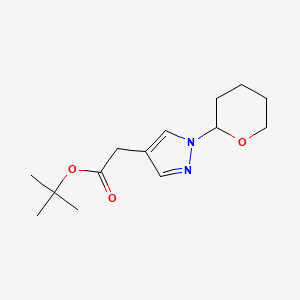 molecular formula C14H22N2O3 B13653789 tert-Butyl 2-(1-(tetrahydro-2H-pyran-2-yl)-1H-pyrazol-4-yl)acetate 