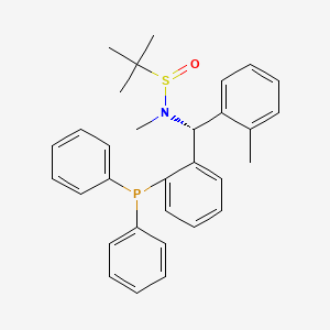 molecular formula C31H34NOPS B13653984 (R)-N-((R)-(2-(Diphenylphosphanyl)phenyl)(o-tolyl)methyl)-N,2-dimethylpropane-2-sulfinamide 