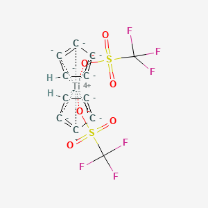 molecular formula C12H2F6O6S2Ti-8 B13654048 cyclopenta-1,3-diene;titanium(4+);trifluoromethanesulfonate 