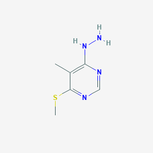 molecular formula C6H10N4S B13654100 4-Hydrazineyl-5-methyl-6-(methylthio)pyrimidine 