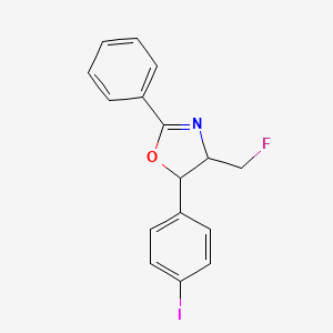 molecular formula C16H13FINO B13654159 Oxazole, 4-(fluoromethyl)-4,5-dihydro-5-(4-iodophenyl)-2-phenyl-, (4S,5R) 