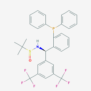 molecular formula C31H28F6NOPS B13654343 (R)-N-((R)-(3,5-Bis(trifluoromethyl)phenyl)(2-(diphenylphosphanyl)phenyl)methyl)-2-methylpropane-2-sulfinamide 