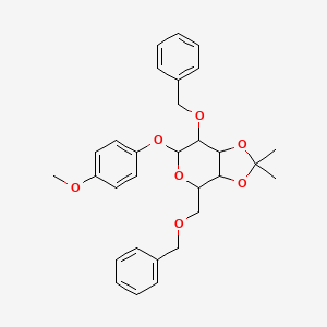 molecular formula C30H34O7 B13654362 6-(4-methoxyphenoxy)-2,2-dimethyl-7-phenylmethoxy-4-(phenylmethoxymethyl)-4,6,7,7a-tetrahydro-3aH-[1,3]dioxolo[4,5-c]pyran 