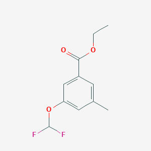 molecular formula C11H12F2O3 B13654373 Ethyl 3-(difluoromethoxy)-5-methylbenzoate 