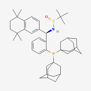 molecular formula C45H64NOPS B13654403 (R)-N-((R)-(2-(Di(adamantan-1-yl)phosphanyl)phenyl)(5,5,8,8-tetramethyl-5,6,7,8-tetrahydronaphthalen-2-yl)methyl)-2-methylpropane-2-sulfinamide 