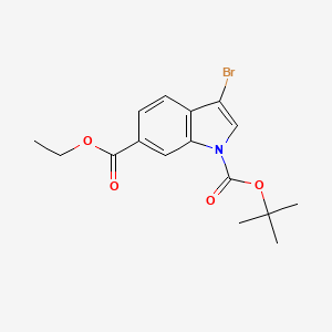 molecular formula C16H18BrNO4 B13654658 1-tert-Butyl 6-ethyl 3-bromo-1H-indole-1,6-dicarboxylate 