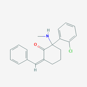 molecular formula C20H20ClNO B13654717 2-(2-Chlorophenyl)-2-(methylamino)-6-(phenylmethylidene)cyclohexan-1-one 