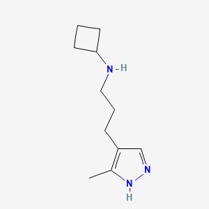 molecular formula C11H19N3 B13654775 N-(3-(5-Methyl-1H-pyrazol-4-yl)propyl)cyclobutanamine 