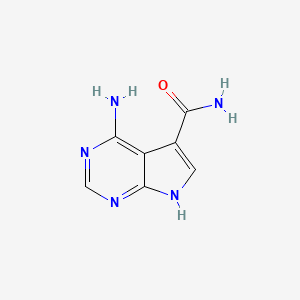 molecular formula C7H7N5O B13654911 4-amino-7H-pyrrolo[2,3-d]pyrimidine-5-carboxamide 