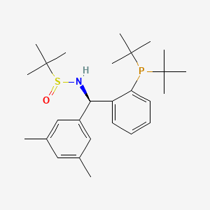 molecular formula C27H42NOPS B13654936 (R)-N-((R)-(2-(Di-tert-butylphosphanyl)phenyl)(3,5-dimethylphenyl)methyl)-2-methylpropane-2-sulfinamide 