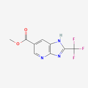 molecular formula C9H6F3N3O2 B13654944 Methyl 2-(trifluoromethyl)-1H-imidazo[4,5-b]pyridine-6-carboxylate 