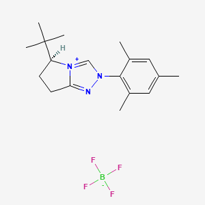 molecular formula C18H26BF4N3 B13654995 (S)-5-(tert-Butyl)-2-mesityl-6,7-dihydro-5H-pyrrolo[2,1-c][1,2,4]triazol-2-ium tetrafluoroborate 