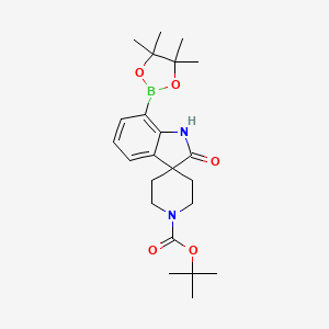 molecular formula C23H33BN2O5 B13655042 tert-Butyl 2-oxo-7-(4,4,5,5-tetramethyl-1,3,2-dioxaborolan-2-yl)spiro[indoline-3,4'-piperidine]-1'-carboxylate 