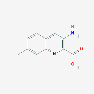 molecular formula C11H10N2O2 B13655309 3-Amino-7-methylquinoline-2-carboxylic acid 