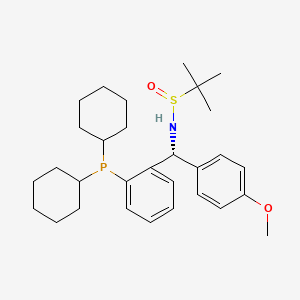 molecular formula C30H44NO2PS B13655392 (R)-N-((R)-(2-(Dicyclohexylphosphanyl)phenyl)(4-methoxyphenyl)methyl)-2-methylpropane-2-sulfinamide 