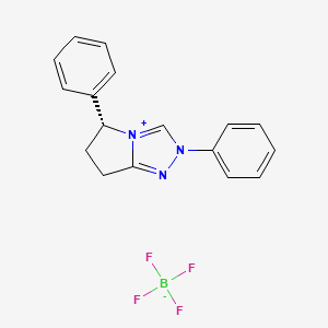 molecular formula C17H16BF4N3 B13655451 (R)-2,5-Diphenyl-6,7-dihydro-5H-pyrrolo[2,1-c][1,2,4]triazol-2-ium tetrafluoroborate 