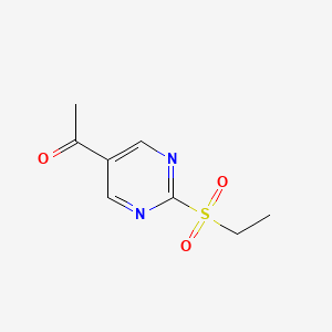 molecular formula C8H10N2O3S B13655534 1-(2-(Ethylsulfonyl)pyrimidin-5-yl)ethanone CAS No. 124491-43-6