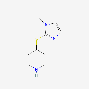 molecular formula C9H15N3S B13655664 4-((1-Methyl-1h-imidazol-2-yl)thio)piperidine 