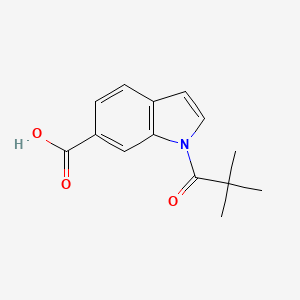 molecular formula C14H15NO3 B13655683 1-Pivaloyl-1H-indole-6-carboxylic acid 