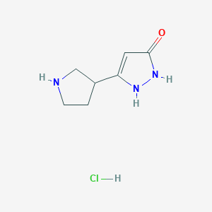 molecular formula C7H12ClN3O B13655726 3-(pyrrolidin-3-yl)-1H-pyrazol-5-ol hydrochloride 