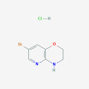 molecular formula C7H8BrClN2O B13655766 7-Bromo-3,4-dihydro-2H-pyrido[3,2-b][1,4]oxazine hydrochloride 