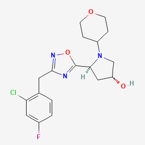 (3R,5S)-5-(3-(2-Chloro-4-fluorobenzyl)-1,2,4-oxadiazol-5-yl)-1-(tetrahydro-2H-pyran-4-yl)pyrrolidin-3-ol