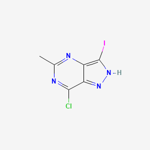 molecular formula C6H4ClIN4 B13655933 7-Chloro-3-iodo-5-methyl-1H-pyrazolo[4,3-d]pyrimidine 