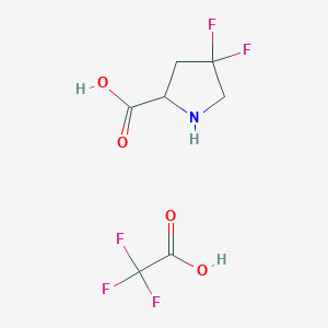 molecular formula C7H8F5NO4 B13655990 4,4-Difluoropyrrolidine-2-carboxylic acid;2,2,2-trifluoroacetic acid 