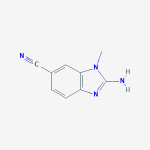molecular formula C9H8N4 B136560 1H-苯并咪唑-6-腈，2-氨基-1-甲基- CAS No. 141691-42-1