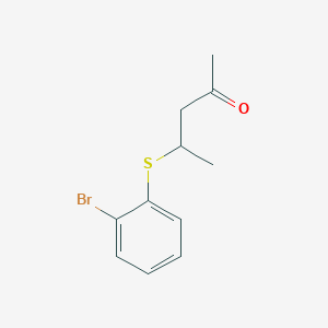 molecular formula C11H13BrOS B13656048 4-((2-Bromophenyl)thio)pentan-2-one 